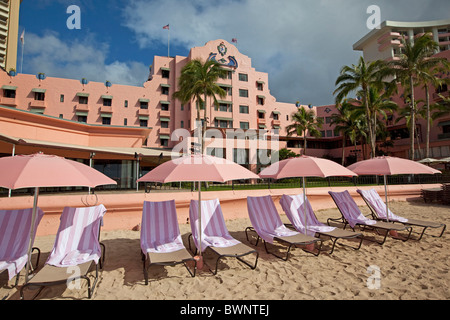 Royal Hawaiian Hotel, Waikiki Beach, Honolulu, Oahu, Hawaii Stock Photo