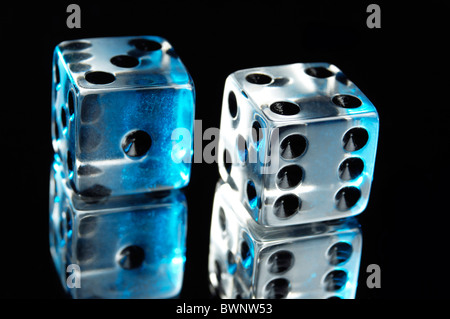 Pair of dice isolated on black background Stock Photo