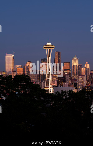 Retro image of Seattle skyline from Kerry park Stock Photo