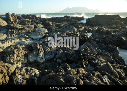 Cape Town, Western Cape, South Africa, landscape, outline of Table mountain from Blouberg Strand beach, African landscapes, coast, coastal Stock Photo