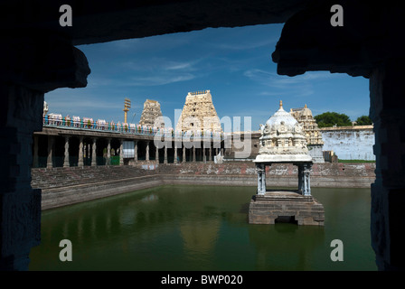 The Sri Ekambaranathar Temple with tank ;represents the Prithvi (Earth) Linga,Shiva;Saivite; kanchipuram. Stock Photo