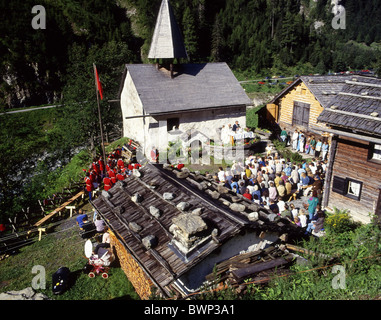 Switzerland Europe St.Martin Calfeisental Calfeisen valley canton St. Gallen Walser colony Village Mountain vi Stock Photo