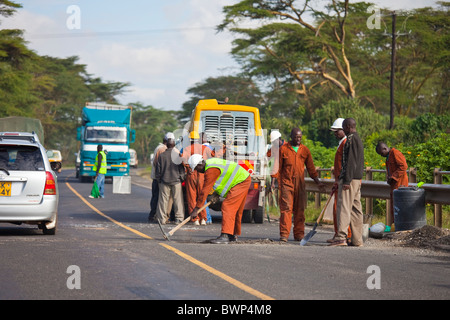 Road work in Kenya, East Africa Stock Photo