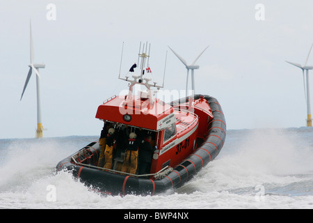 New Royal National Lifeboat Institute RNLI lifeboat launched from the Caister Lifeboat Station in Norfolk Stock Photo