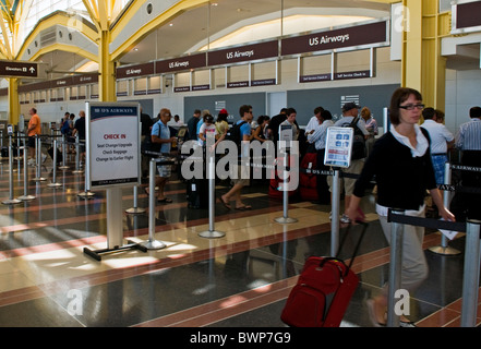US Airways check-in terminal on the main concourse of the new  Ronald Reagan National Airport near Washington DC Stock Photo