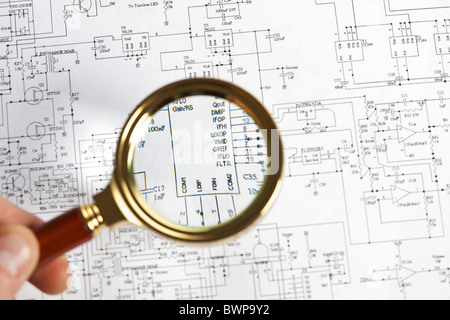 An electronic schematic diagram. Ideal technology background. Stock Photo