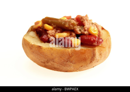 Jacket Potato with Tuna and Mixed Bean Salad Stock Photo