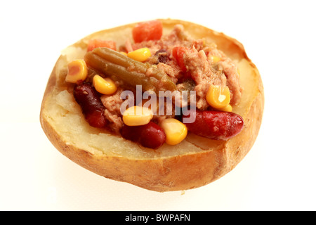 Jacket Potato with Tuna and Mixed Bean Salad Stock Photo