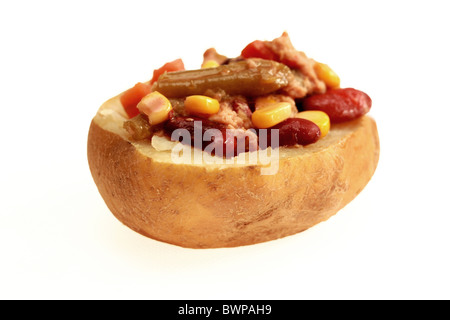 Jacket Potato with Tuna and Mixed Bean Salad Stock Photo