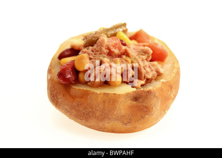 Jacket Potato with Tuna and Mixed Bean Salad Stock Photo