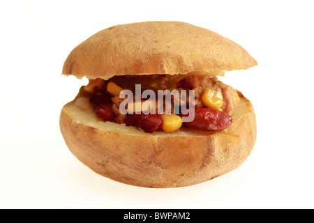 Jacket Potato with Tuna and Mixed Bean Salad Stock Photo