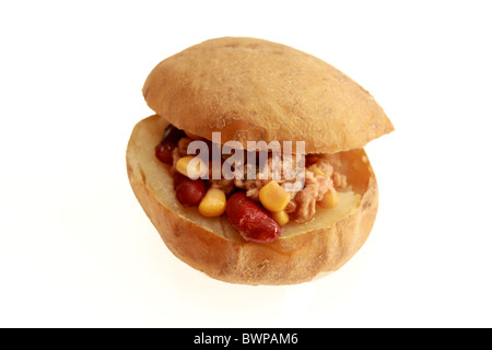 Jacket Potato with Tuna and Mixed Bean Salad Stock Photo