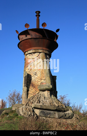 The sculpture 'King Coal' by David Kemp on the Consett to Sunderland railway path near Pelton Fell. Stock Photo