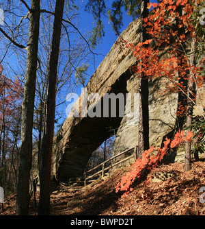 natural bridge rock arch in Natural Bridge State Park in Kentucky Stock Photo