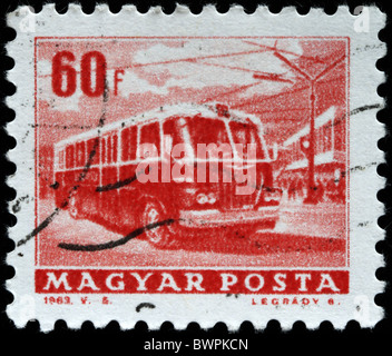 HUNGARY - CIRCA 1963: A stamp printed in Hungary shows Bus, circa 1963 Stock Photo