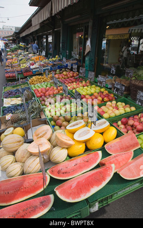Fruit and vegetables on display at Naschmarkt Market, Vienna, Austria