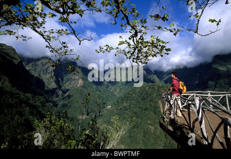 Portugal Europa Europe Madeira hiking Ribeiro Frio Europe island Atlantic Ocean mountain mountains landscap Stock Photo