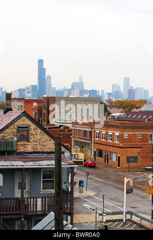 A view of the city of Chicago from the south side. Stock Photo