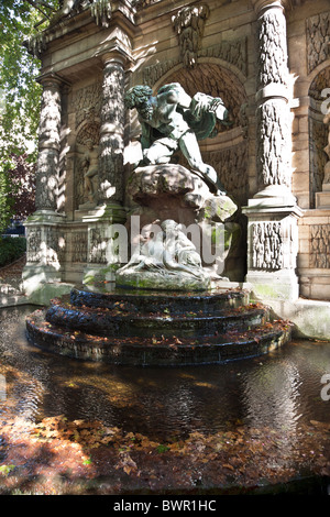 Polyphemus surprising Acis & Galatea sculpture by Auguste Ottin is focal point of Medici Fountain Luxembourg Gardens Paris Stock Photo