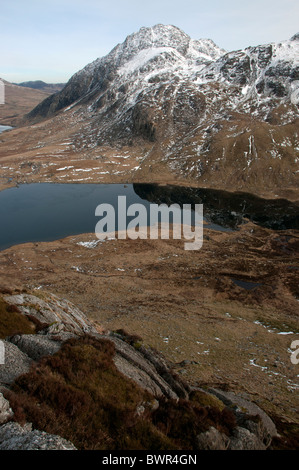 Tryfan and  Llyn Idwal in spring, Snowdonia . Stock Photo