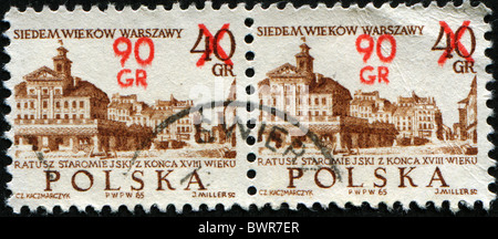 POLAND - CIRCA 1965: A stamp printed in Poland shows Old Town Hall 18 th century in Warsaw, circa 1965 Stock Photo