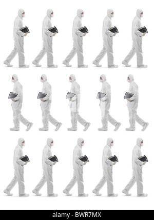 Lab Technicians in Clean Suits, USA Stock Photo