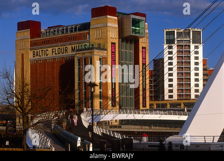A daytime view of Gateshead Millennium Bridge and Baltic Centre for Contemporary Arts, Gateshead, Tyne and Wear
