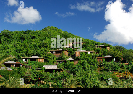 Antigua Hillside Cottage Suites Hermitage Bay Resort Hotel Caribbean Island Palm Trees Palms Tropics Tropial Stock Photo