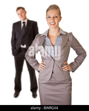 Young businesswoman in office isolated on white Stock Photo - Alamy
