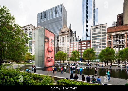 Crown Fountain, Chicago, Illinois Stock Photo