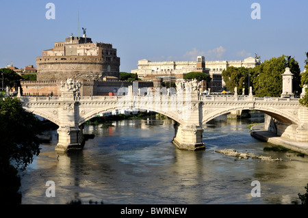 Ponte Vittorio Emanuele II bridge, Tiber River, Castel Sant'Angelo, Castle of Angels, Rome, Lazio, Italy, Europe Stock Photo