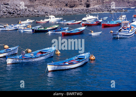 Fishing boats in port, Playa de Vueltas, Valle Gran Rey, La Gomera, Canary Islands, Spain, Europe Stock Photo