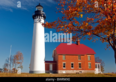 The Au Sable Lighthouse (1874) is part of Pictured Rocks National Lakeshore in Michigan's Upper Peninsula. Stock Photo