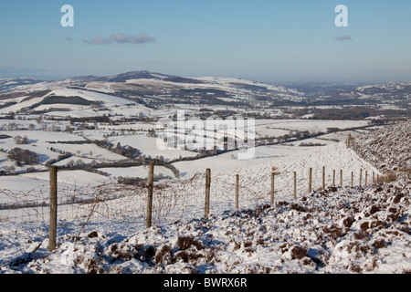 Moel Famua in the Clwydian range of hills, Wales, in winter, from the slopes of Moel y Gamelin Stock Photo