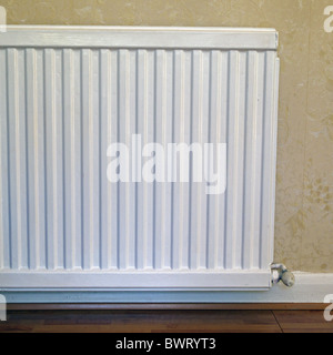 White Painted Domestic Metal Radiator forming part of a central heating system, UK Stock Photo