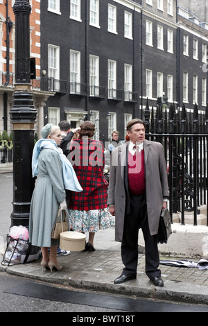 Film crew live action filming My week with Marolyn in Charles St, Mayfair, London. Stock Photo