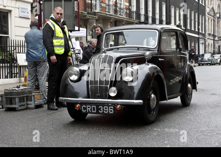 Film crew live action filming My week with Marolyn in Charles St, Mayfair, London. Stock Photo