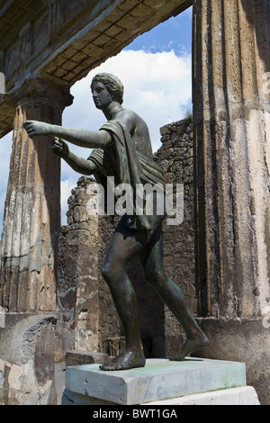 Statue of Apollo at the Temple of Apollo in the ancient Roman town of Pompeii, Campania, Italy Stock Photo
