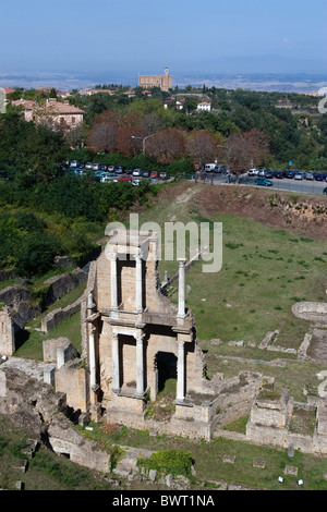 amphitheater Italy Roman ruins Volterra theater Toscana Tuscany Italy ancient historical old art artistic ruin landmark city tow Stock Photo