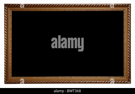 A large wooden frame - dark wood on white background Stock Photo