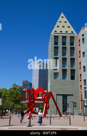 Lao Tzu public art sculpture by Mark di Suvero in front of the Denver Public Library in Denver, Colorado, USA. Stock Photo