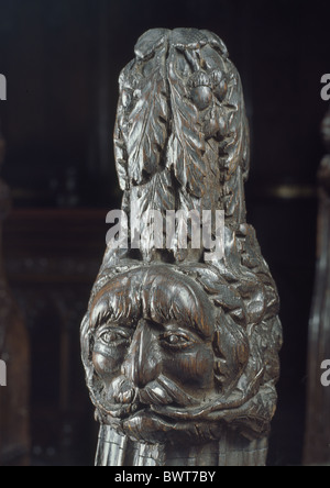 Chester Cathedral Quire Stall Green Man Stock Photo