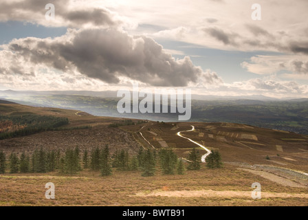 View of the Clwdian Range of hills from Moel Famau Stock Photo