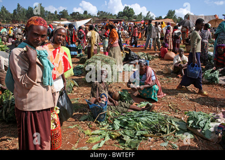 Typical Market Scene at Hagere Mariam, Southern Ethiopia Stock Photo