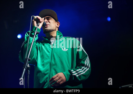 Dallas Tamaira of Fat Freddy's Drop performs on the final day of Bestival 2010 in Newport, Isle of Wight, England on September Stock Photo