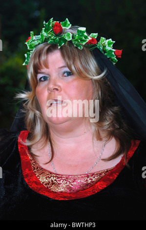 A Middle Aged Woman Wearing A Fancy Dress Costume. Stock Photo