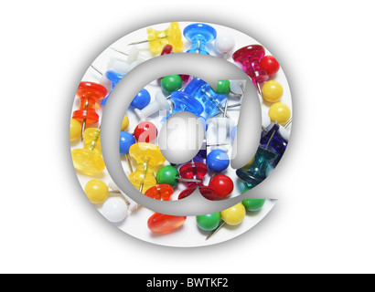 Internet Symbol and Pushpins Stock Photo