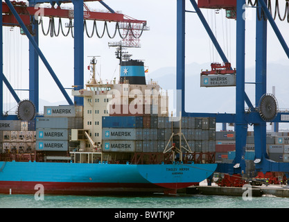 Container port operations Malaga Spain Stock Photo