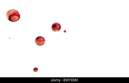 dried drops of blood on a white background Stock Photo