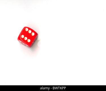 red dice with the number six isolated on white Stock Photo